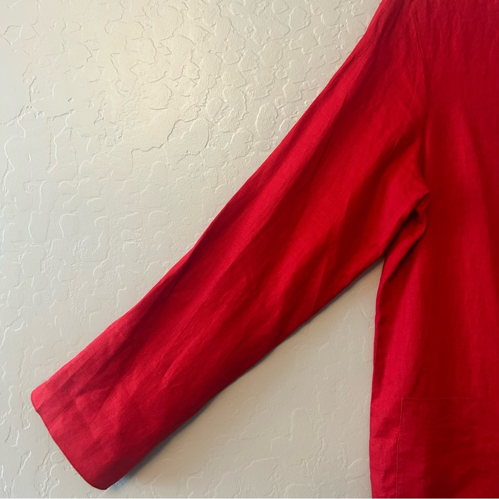 Lauren Ralph Lauren petite red linen long sleeve button down blouse size medium - Picture 12 of 16